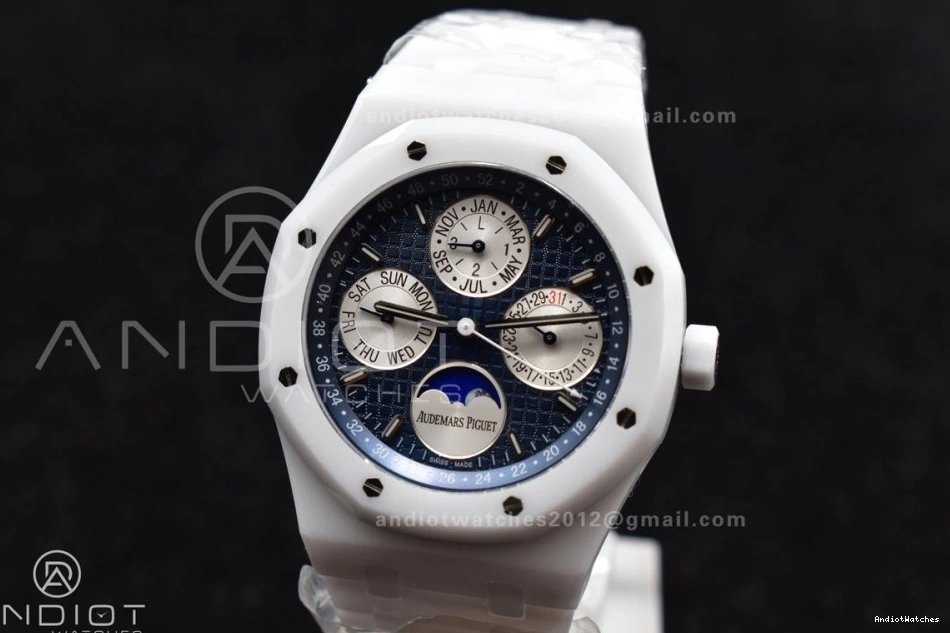 Edition Bracelet Ceramic 1052 Perpetual SmoothTexture Royal Ceramic on Best Oak APSF A 26579cb Calendar White 0831